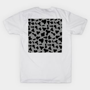 Black Dairy Cow Print Pattern on Grey Background T-Shirt